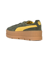 olivgrüne Wildleder niedrige Sneakers von Fenty X Puma