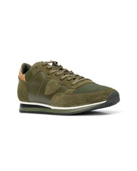 olivgrüne Wildleder niedrige Sneakers von Philippe Model