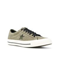 olivgrüne Wildleder niedrige Sneakers von Converse