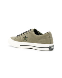 olivgrüne Wildleder niedrige Sneakers von Converse