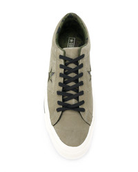 olivgrüne Wildleder niedrige Sneakers von Converse