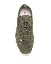 olivgrüne Wildleder niedrige Sneakers von Santoni