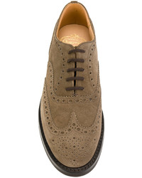 olivgrüne Wildleder Oxford Schuhe von Church's