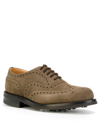 olivgrüne Wildleder Oxford Schuhe von Church's