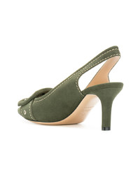 olivgrüne Wildleder Pumps von Casadei