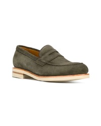 olivgrüne Wildleder Slipper von Berwick Shoes