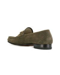 olivgrüne Wildleder Slipper von Tom Ford