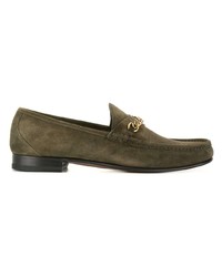 olivgrüne Wildleder Slipper von Tom Ford