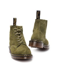 olivgrüne Wildlederfreizeitstiefel von Dr. Martens