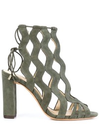 olivgrüne Wildledersandalen von Alexandre Birman