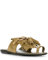 olivgrüne Wildledersandalen von Tod's