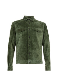 olivgrüne Shirtjacke aus Wildleder von Ajmone