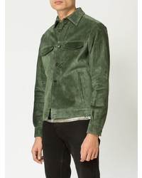 olivgrüne Shirtjacke aus Wildleder von Ajmone