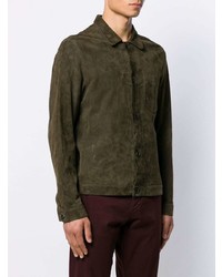 olivgrüne Shirtjacke aus Wildleder von Ami Paris
