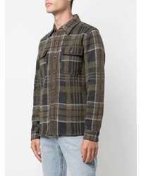 olivgrüne Wollshirtjacke mit Schottenmuster von Ralph Lauren RRL