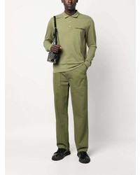 olivgrüner bedruckter Polo Pullover von Karl Lagerfeld