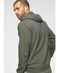 olivgrüner bedruckter Pullover mit einem Kapuze von adidas