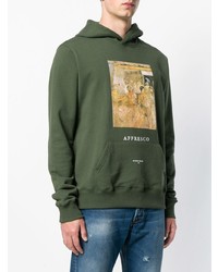 olivgrüner bedruckter Pullover mit einem Kapuze von Ih Nom Uh Nit