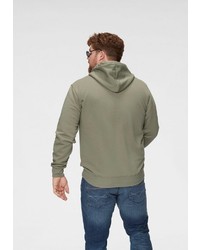 olivgrüner bedruckter Pullover mit einem Kapuze von Alpha Industries