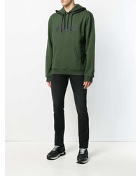 olivgrüner bedruckter Pullover mit einem Kapuze von Kenzo