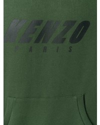 olivgrüner bedruckter Pullover mit einem Kapuze von Kenzo