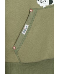 olivgrüner bedruckter Pullover mit einem Kapuze von Homebase