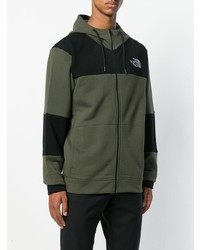 olivgrüner bedruckter Pullover mit einem Kapuze von The North Face