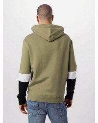 olivgrüner bedruckter Pullover mit einem Kapuze von New Look