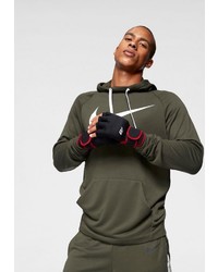 olivgrüner bedruckter Pullover mit einem Kapuze von Nike