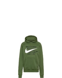 olivgrüner bedruckter Pullover mit einem Kapuze von Nike Sportswear