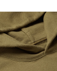 olivgrüner bedruckter Pullover mit einem Kapuze von VISVIM
