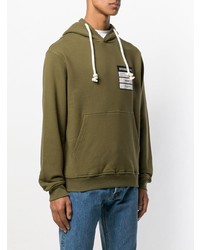 olivgrüner bedruckter Pullover mit einem Kapuze von Maison Margiela