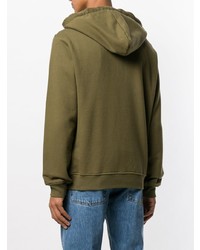 olivgrüner bedruckter Pullover mit einem Kapuze von Maison Margiela