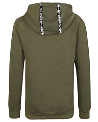 olivgrüner bedruckter Pullover mit einem Kapuze von Sublevel