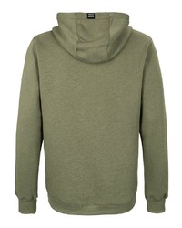 olivgrüner bedruckter Pullover mit einem Kapuze von Sublevel