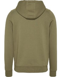 olivgrüner bedruckter Pullover mit einem Kapuze von Tommy Jeans