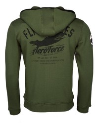 olivgrüner bedruckter Pullover mit einem Kapuze von TOP GUN