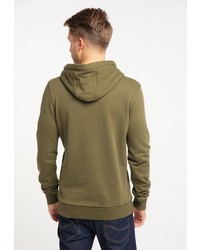 olivgrüner bedruckter Pullover mit einem Kapuze von Tuffskull