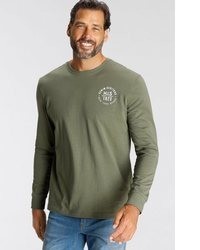 olivgrüner bedruckter Pullover mit einem Rundhalsausschnitt von H.I.S