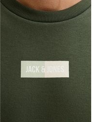 olivgrüner bedruckter Pullover mit einem Rundhalsausschnitt von Jack & Jones