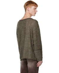 olivgrüner bedruckter Pullover mit einem Rundhalsausschnitt von TheOpen Product