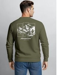 olivgrüner bedruckter Pullover mit einem Rundhalsausschnitt von Neverless
