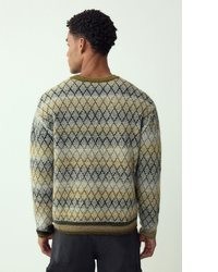 olivgrüner bedruckter Pullover mit einem Rundhalsausschnitt von next