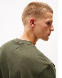 olivgrüner bedruckter Pullover mit einem Rundhalsausschnitt von Tommy Jeans
