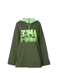 olivgrüner bedruckter Pullover mit einer Kapuze von Fenty X Puma