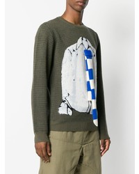 olivgrüner bedruckter Pullover von JW Anderson