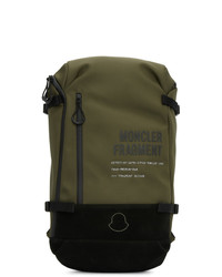 olivgrüner bestickter Nylon Rucksack