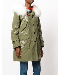 olivgrüner bestickter Parka von Ermanno Scervino