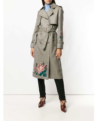 olivgrüner bestickter Trenchcoat von Erdem