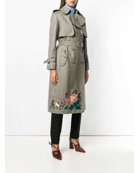 olivgrüner bestickter Trenchcoat von Erdem